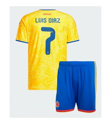 Colombia Luis Diaz #7 Hjemmebanetrøje Børn VM 2026 Kortærmet (+ Korte bukser)
